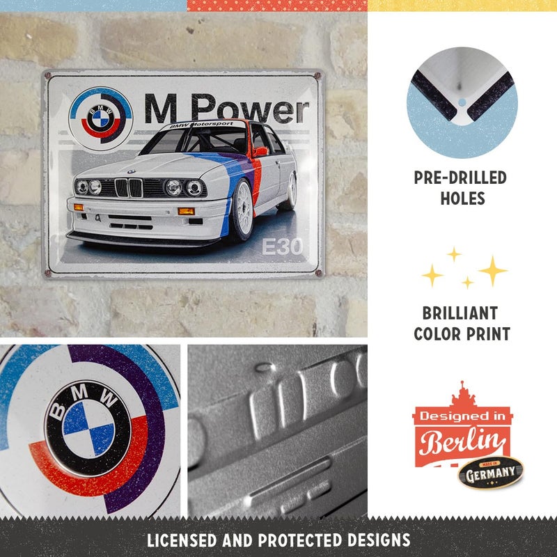 Nostalgic Art NostalgicArt Retro tin sign 118 x 157 BMW Motorsport M Power E30 Gift idea for BMW fans Official License Product OLP made of metal vintage design - Image 3
