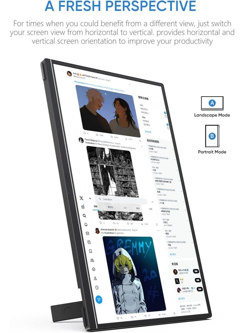 Portable Monitor 14" FHD 1080P with Kickstand – Ultra Slim Laptop Screen with Dual Speakers, External Display for PC, Phone, Xbox, PS4/PS5, Switch - Image 4