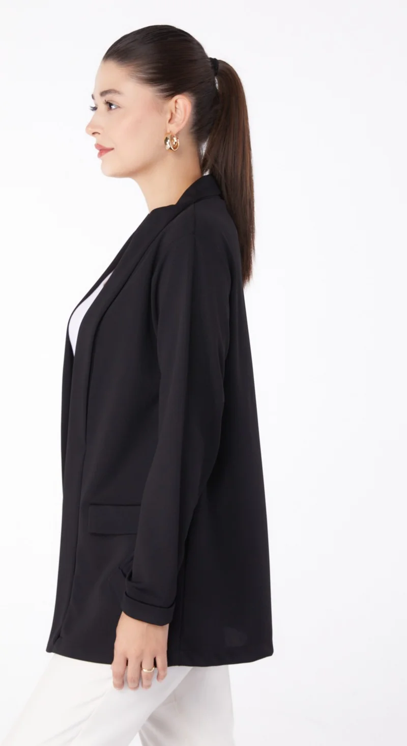 Tofisa Plain Medium Women's Black Pocket Detailed Jacket - 13261