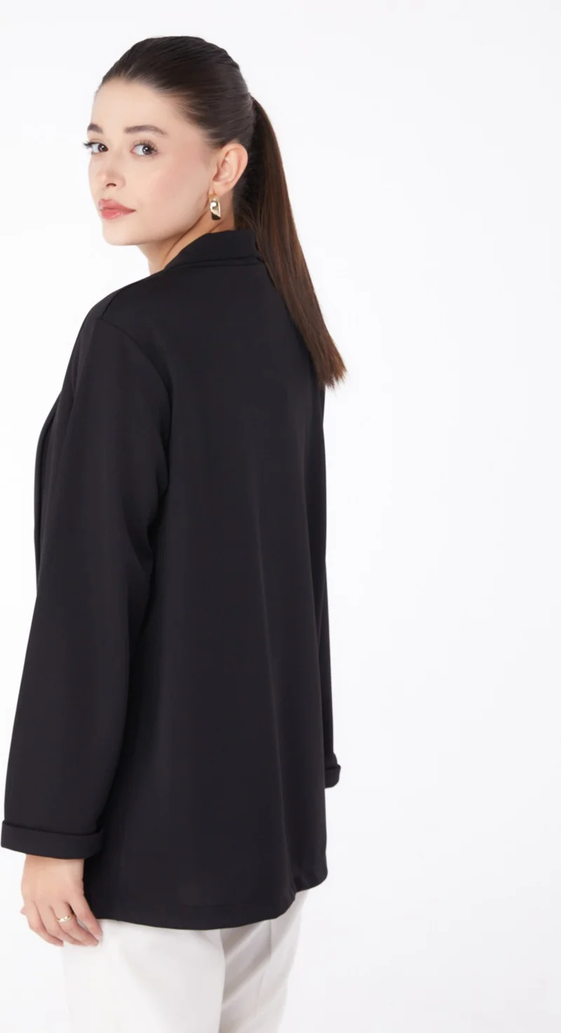 Tofisa Plain Medium Women's Black Pocket Detailed Jacket - 13261