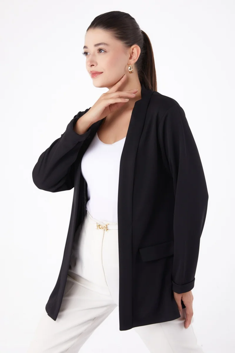 Tofisa Plain Medium Women's Black Pocket Detailed Jacket - 13261