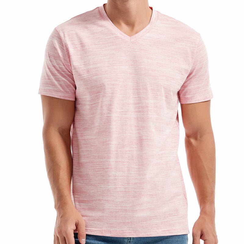 KLIEGOU Mens V Neck T Shirts Casual Stylish Tees for Men RedWhiteXL - Image 2