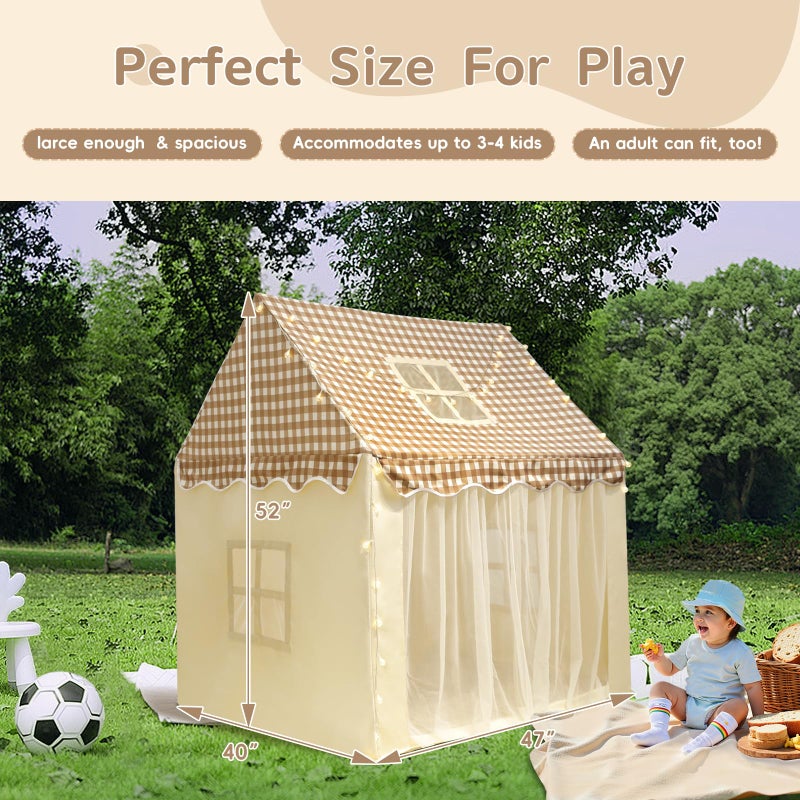 RONGFA Playhouse for Indoor & Outdoor, with Star Light, Flags and Carry Bag, Washable Kids Tent for Girls & Boys (Lattice Top) - Image 3