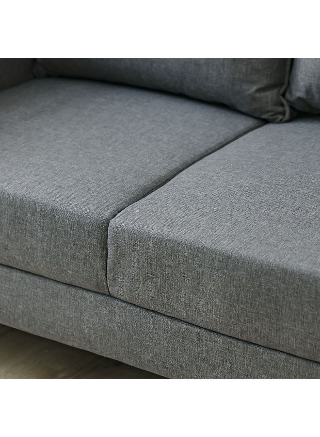 DANUBE HOME Munet 3 Seater Fabric Sofa | Modern Design Three Seat Sofas | Comfortable Living Room Furniture L201xW84xH89cm - Grey - Image 5