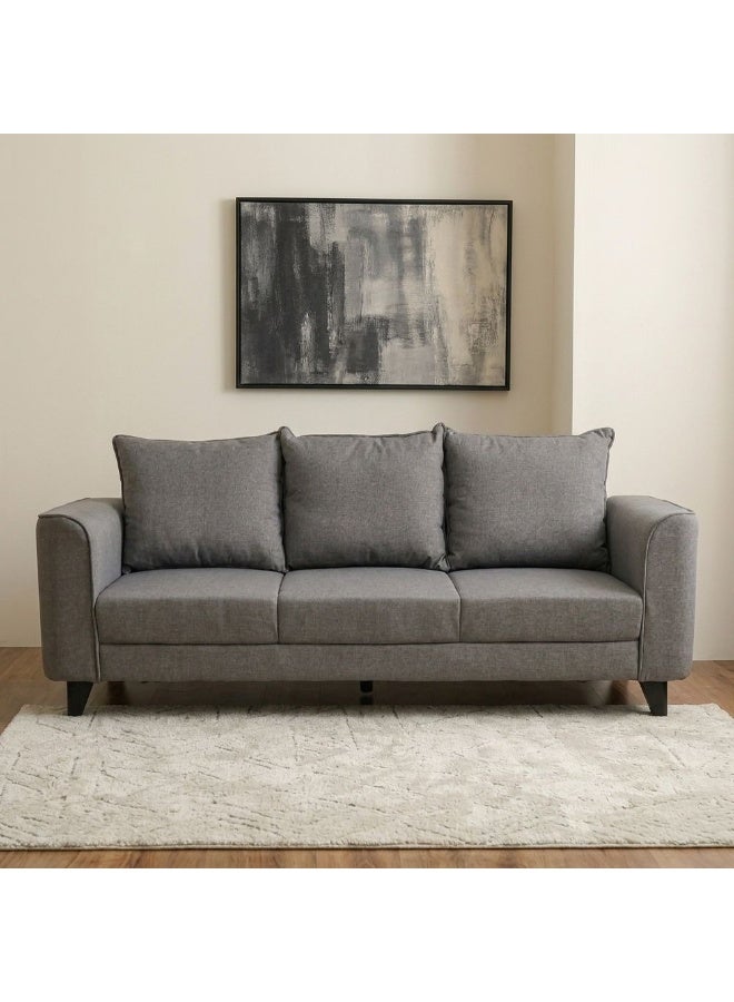 DANUBE HOME Munet 3 Seater Fabric Sofa | Modern Design Three Seat Sofas | Comfortable Living Room Furniture L201xW84xH89cm - Grey - Image 2
