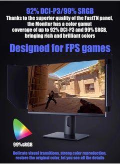 HILUKE 24.5 Inch Full HD 1920 x 1080 280hz 0.3ms Fast TN Gaming Monitor FullHD AMD FreeSync Premium Eye-Care Display Port 1.4,HDMI 2.0 Ports  - Image 4