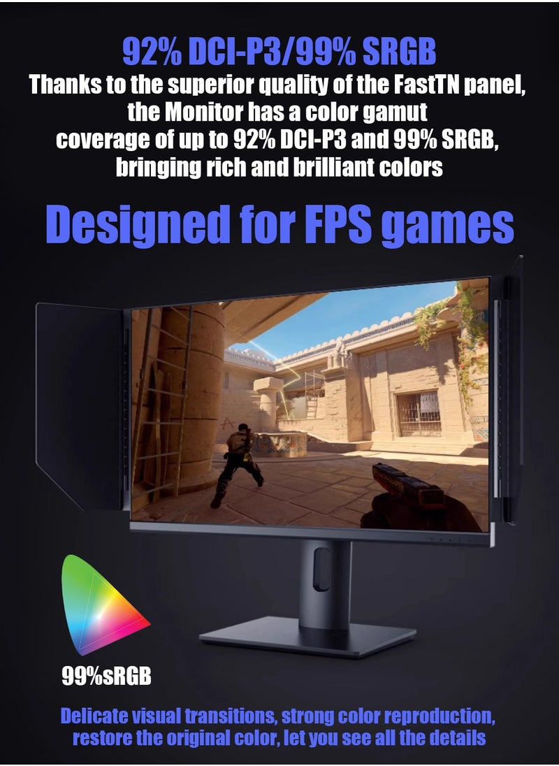هاي لوك شاشة ألعاب 24.5 بوصة عالية الدقة 1920 × 1080 280 هرتز 0.3 مللي ثانية سريعة TN FullHD AMD FreeSync Premium Eye-Care DisplayPort 1.4 وHDMI 2.0  - Image 4