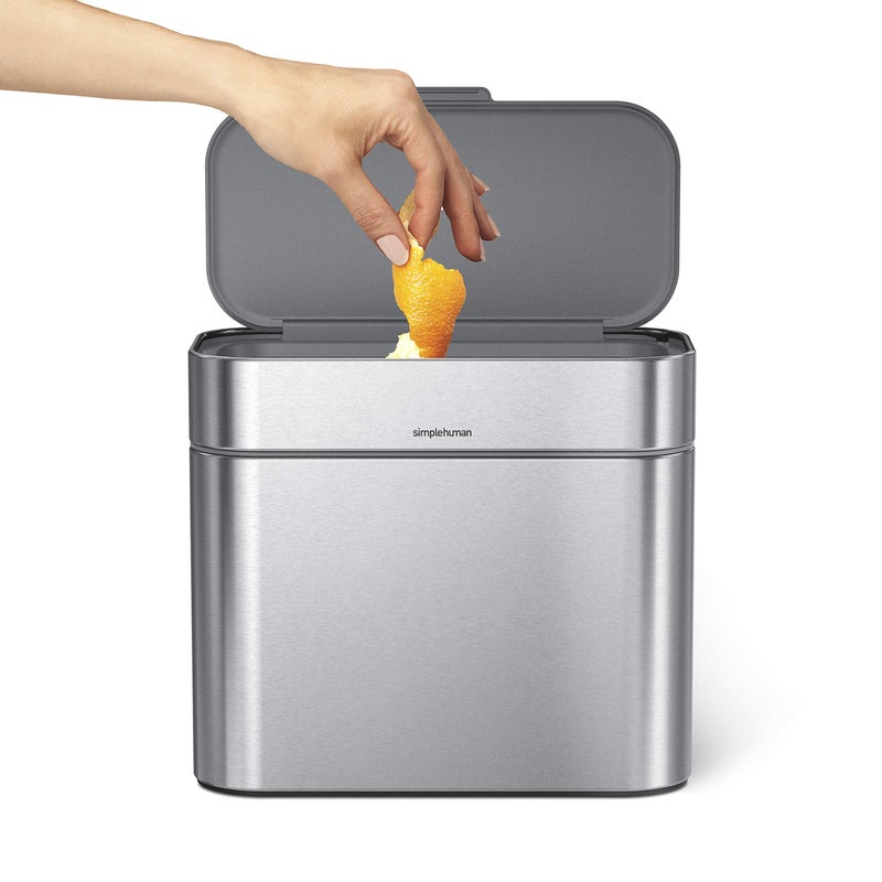 simplehuman simplehuman Compost Caddy, Detachable and Countertop Bin, 4 Liter / 1.06 Gallon, Brushed Stainless Steel  - Image 5