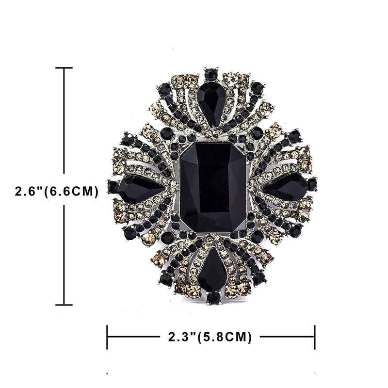 YOQUCOL Vintage Black Austrian Crystal Rhinestone Cross Flowers Shaped Brooch Pin Elegant Jewelry For Women - Image 2