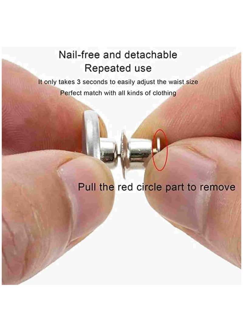 SOLDOUT 10 PCS Jeans Waist Buttons 17mm Nail Free Adjustable Waist Extenders Buttons Detachable Clothing Pants Waist Buckle (Pack of 10, Silver)  - Image 3