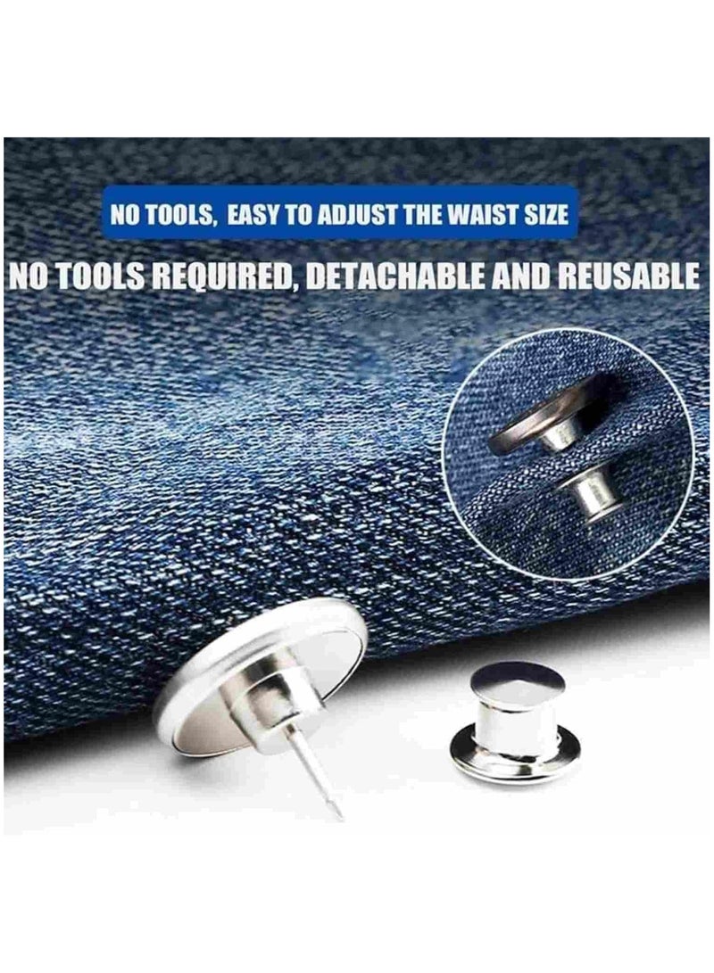SOLDOUT 10 PCS Jeans Waist Buttons 17mm Nail Free Adjustable Waist Extenders Buttons Detachable Clothing Pants Waist Buckle (Pack of 10, Silver)  - Image 4