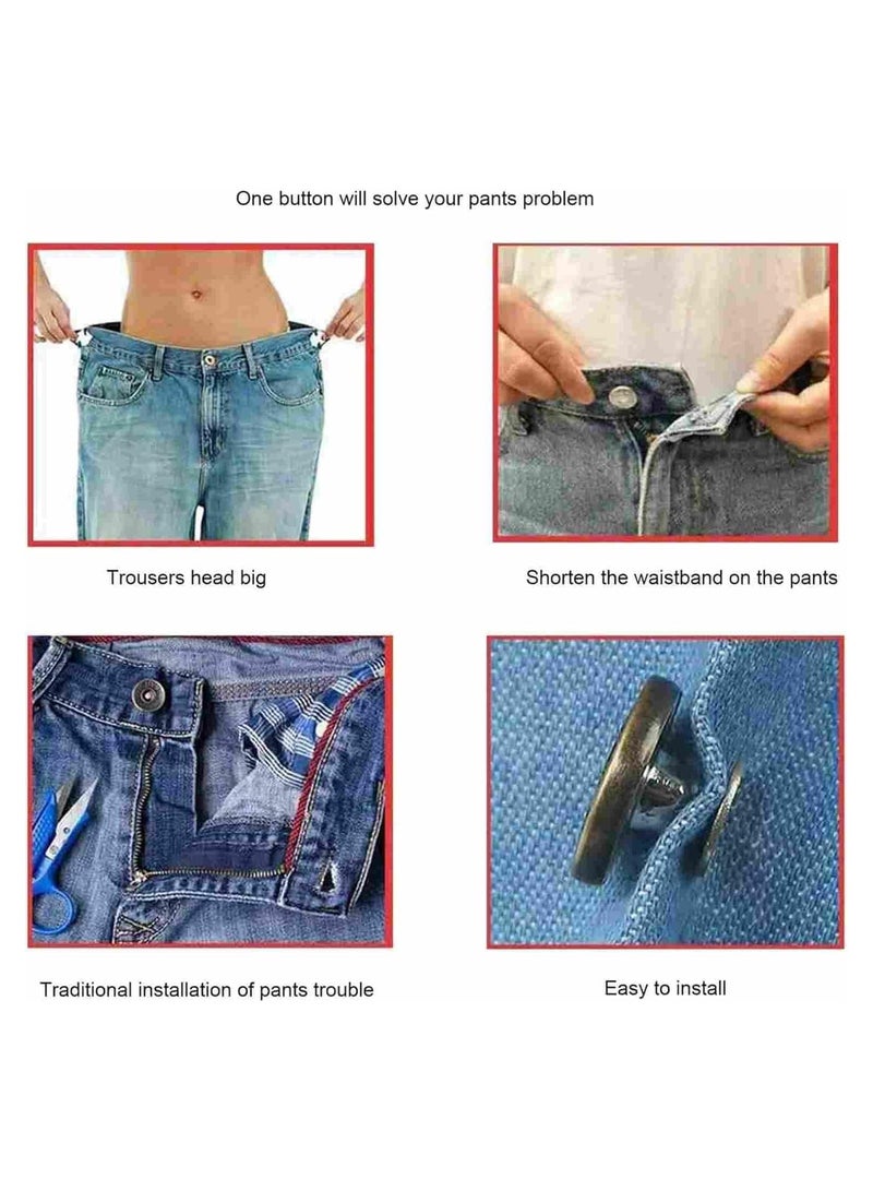 SOLDOUT 10 PCS Jeans Waist Buttons 17mm Nail Free Adjustable Waist Extenders Buttons Detachable Clothing Pants Waist Buckle (Pack of 10, Silver)  - Image 2