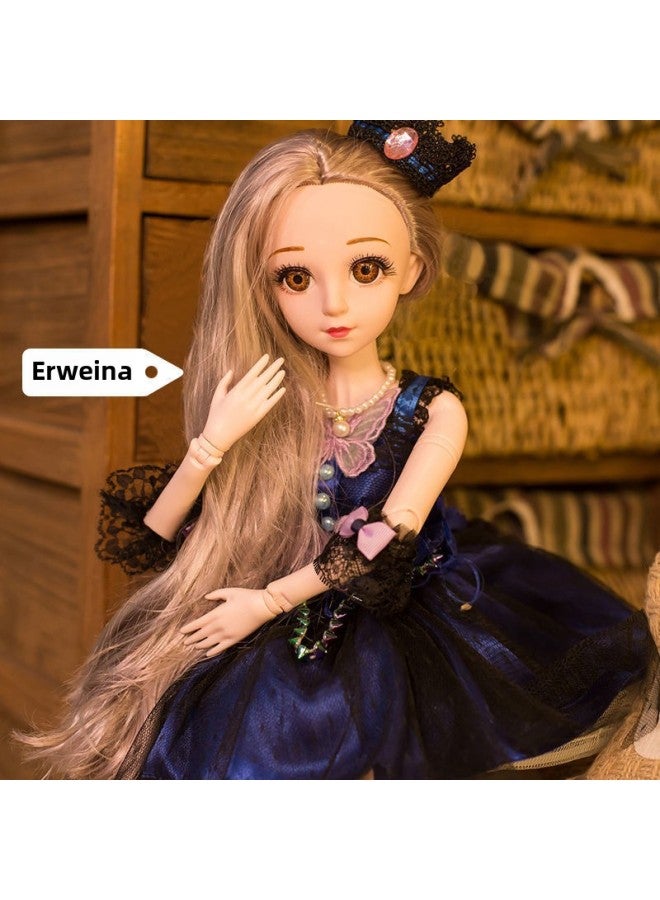 Cm Doll Suit Princess Girl Children's Big Doll Birthday Simulation Single Birthday Toy-Color:Erweina 【can Blink】 60cm-Height:No Music + 12-piece Clothes Set + 2 Gifts + Gift Box - Image 1