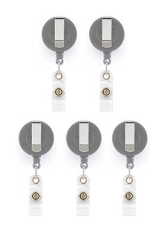 PARTNER 5-Piece Badge Reel for ID Cards Grey  - Image 1