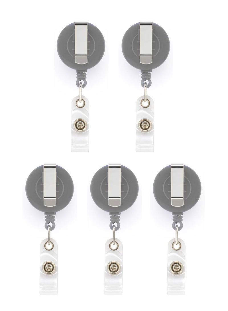 PARTNER 5-Piece Badge Reel for ID Cards Grey - Image 1