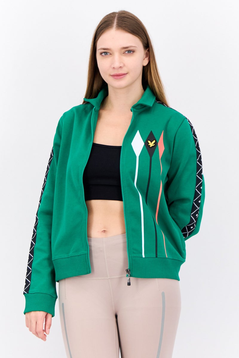 Lyle & Scott Women Spread Collar Brand Logo Long Sleeves Full Zip Sweatshirt, Multicolor - Image 1