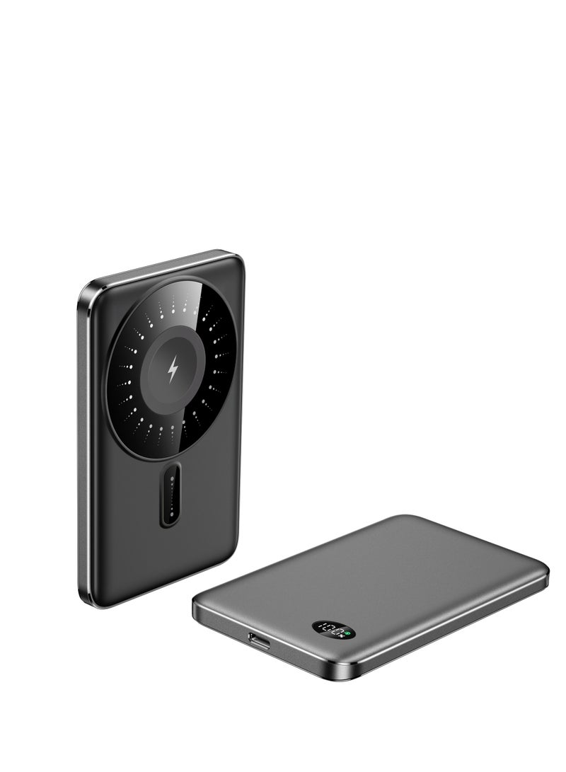 GULFLINK Mini Magnetic Wireless Portable Charger 5000mah Super Slim Fast Charging Grey - Image 1