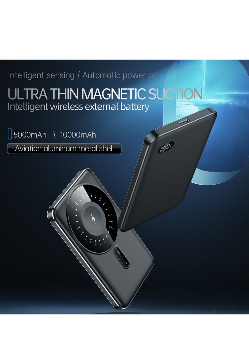 GULFLINK Mini Magnetic Wireless Portable Charger 5000mah Super Slim Fast Charging Grey - Image 3