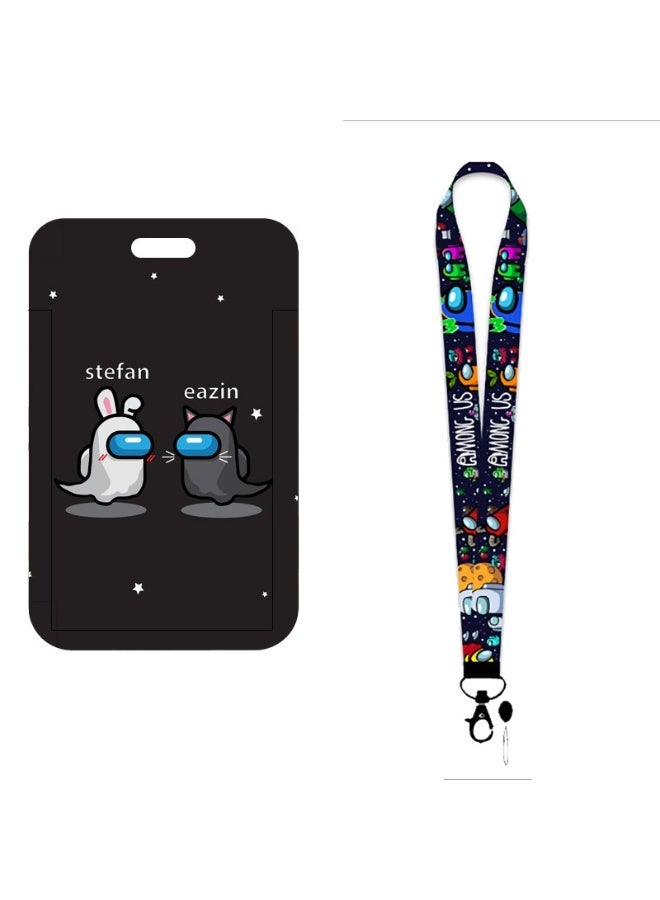 NIBEMINENT 1 - Piece Among Us Kpop Photo Card Holder Pendant Key Chain ID Badge Holder ID Card Holder Photo Card Protector for School ID Office ID Access Card for Women Girls