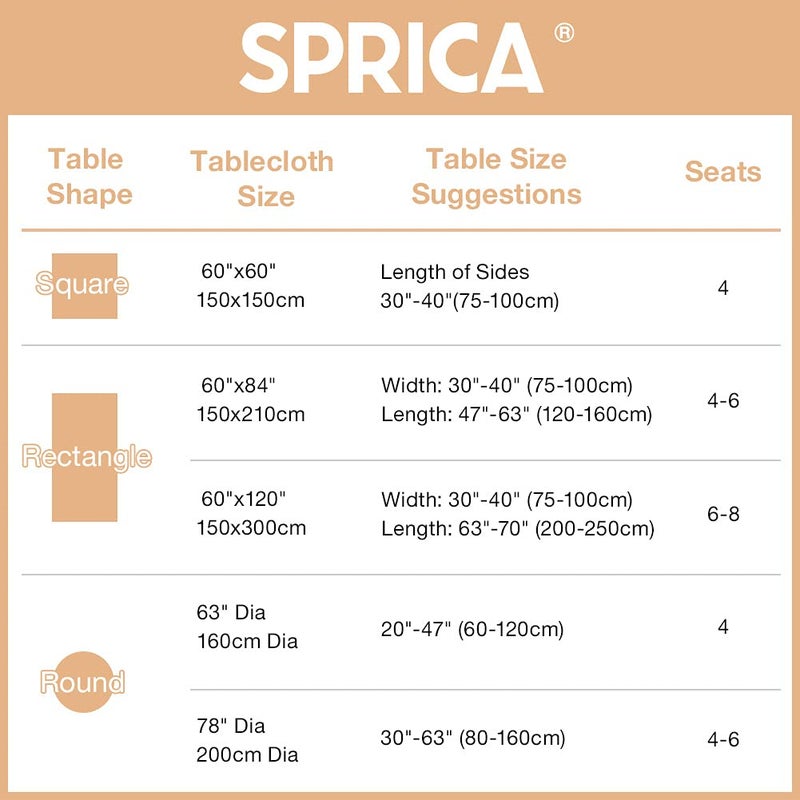 SPRICA Round Jacquard Tablecloth 200cm Water Resistance Heavy Weight Soft Table Cover Machine Washable  Beige - Image 2