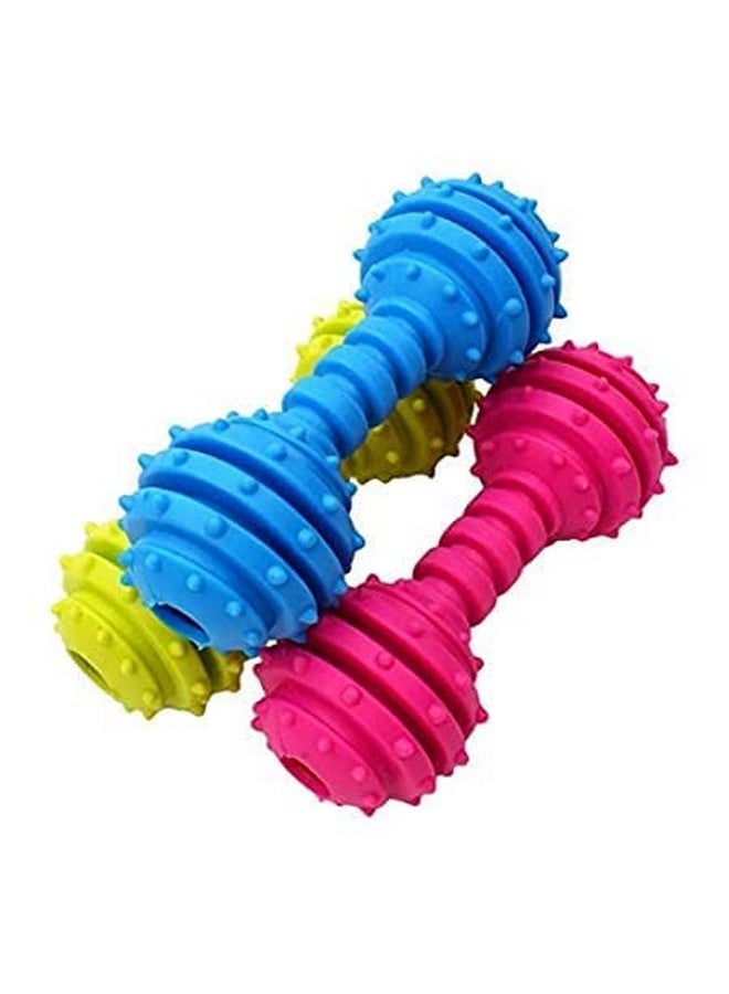 دمبل مطاطي طبيعي ناعم غير سام مع جرس، لعبة مضغ للمضغ العدواني، تصميم حلقة تنظيف الأسنان - عبوة من قطعة واحدة (اللون حسب التوافر) - Image 3