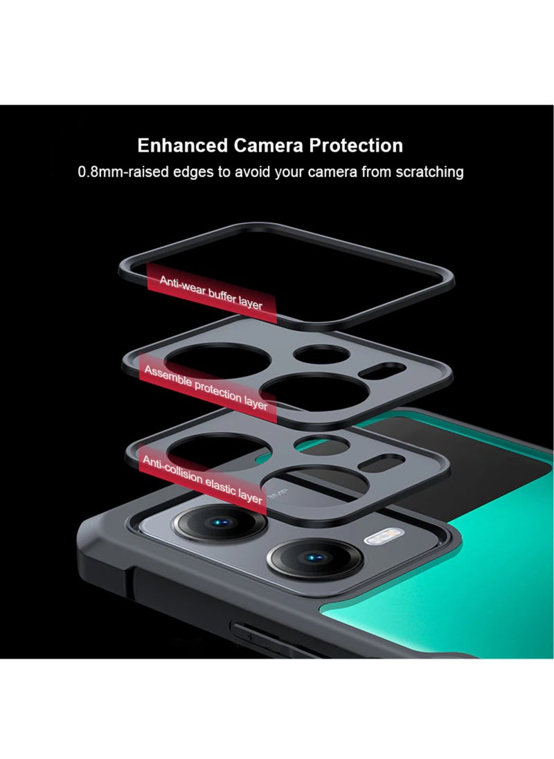 Generic - For Xiaomi POCO M6 Pro 4G Cover, Camera Lens Protection Back Cover, TPU Shockproof Airbags Bumper Mobile Phone Case, Slim Fit Anti-Yellowing PC Mixed Material Protective Casing (Black Clear) - Image 1