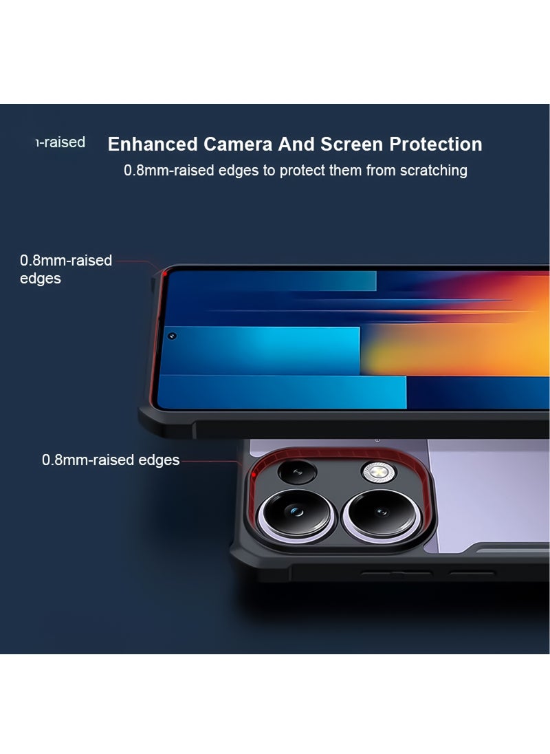 Generic - For Xiaomi POCO M6 Pro 4G Cover, Camera Lens Protection Back Cover, TPU Shockproof Airbags Bumper Mobile Phone Case, Slim Fit Anti-Yellowing PC Mixed Material Protective Casing (Black Clear) - Image 1