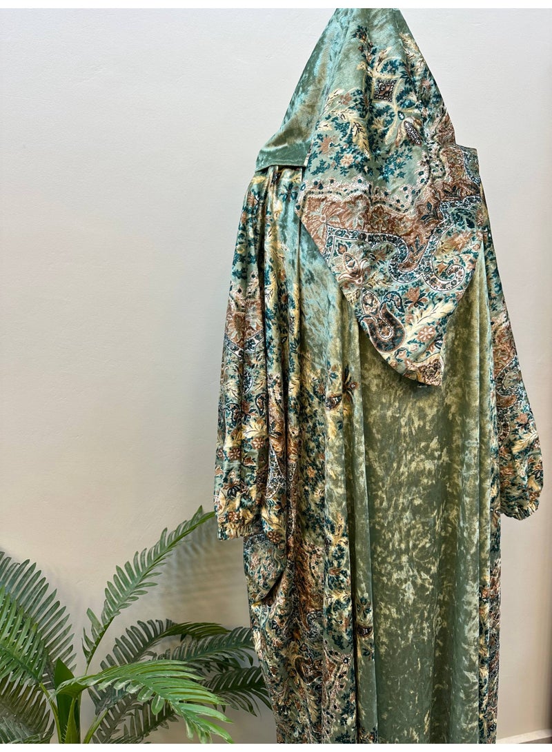 إسدال صلاة واستقبال وخروج حريمي خامة قطيفة چنچاه تقيلة - Image 5