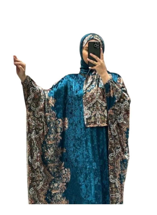 Women's prayer, reception, and going-out abaya made of heavy velvet fabric. - Image 1