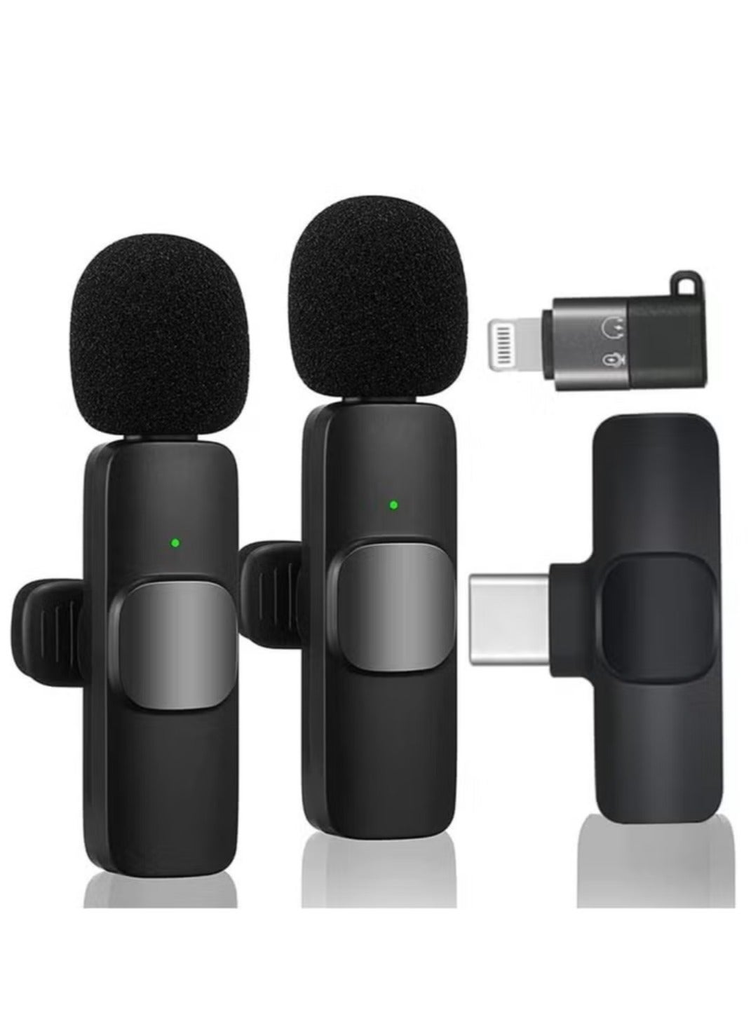 Wireless Lavalier Microphone for Type-C Phone- Plug-Play Wireless Mic with 2 Microphone for USB-C Android Phone and iPhone Video Recording- Interview- Vlog- Auto Sync and Noise Reduction- 2.4 GHZ