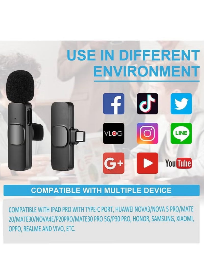 Beauenty - Wireless Lavalier Microphone for Type-C Phone- Plug-Play Wireless Mic with 2 Microphone for USB-C Android Phone and iPhone Video Recording- Interview- Vlog- Auto Sync and Noise Reduction- 2.4 GHZ - Image 1