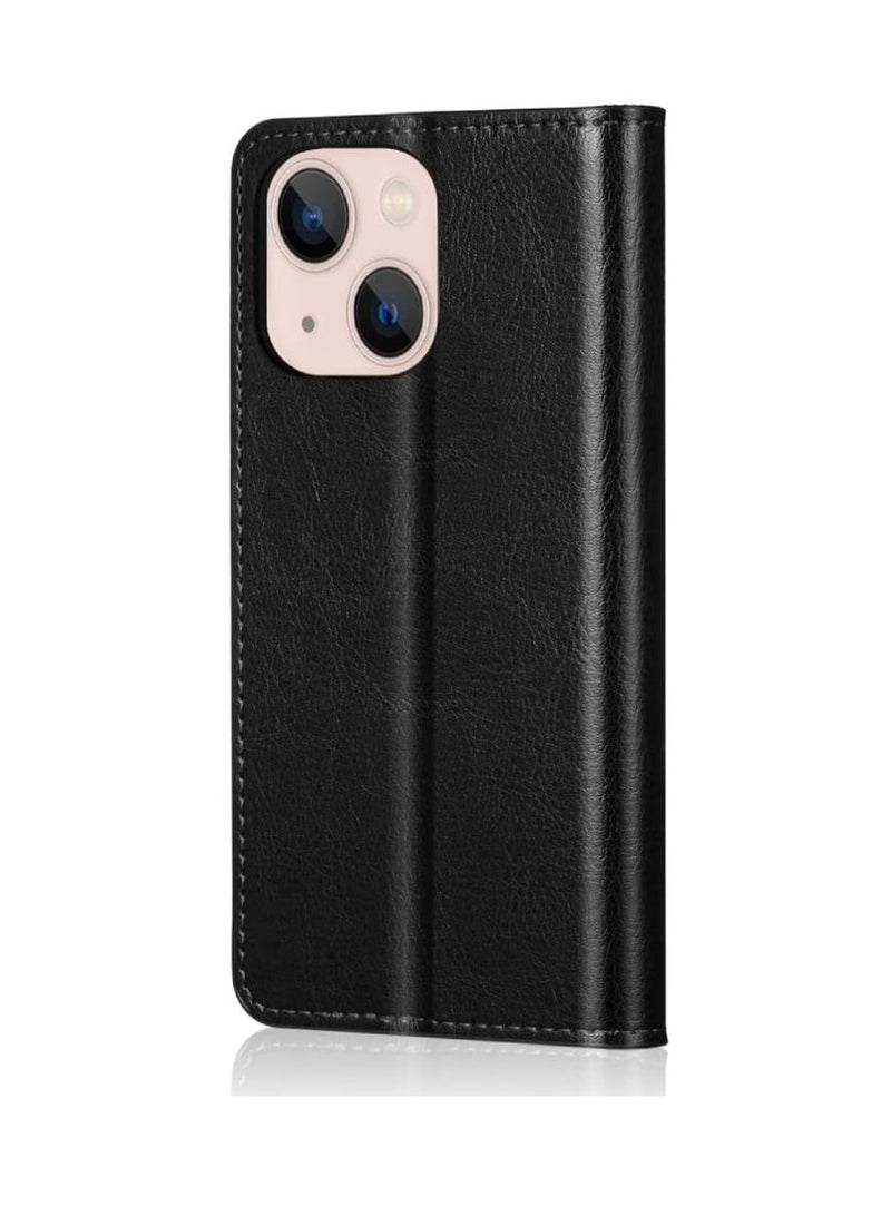 Olliwon Protective Durable Flip Wallet Premium Leather Camera Protection Case Cover With Card Holder For iPhone 15 Plus 6.7'' Black - Image 2