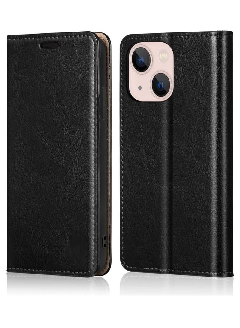 Olliwon Protective Durable Flip Wallet Premium Leather Camera Protection Case Cover With Card Holder For iPhone 15 Plus 6.7'' Black - Image 1