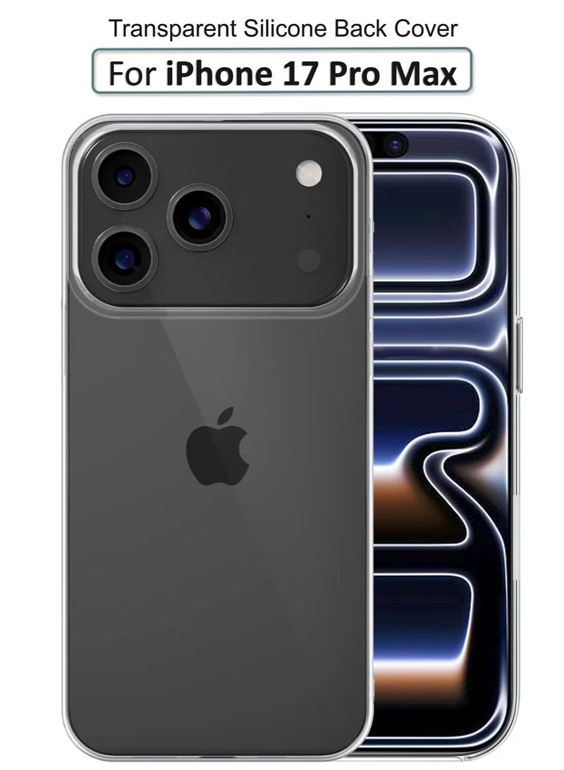 كفر حماية لهاتف ايفون 17 برو ماكس - غطاء خلفي مرن مقاوم للصدمات من السيليكون فائق الوضوح مع حافة مرتفعة للحماية من الصدمات - شفاف - Image 1