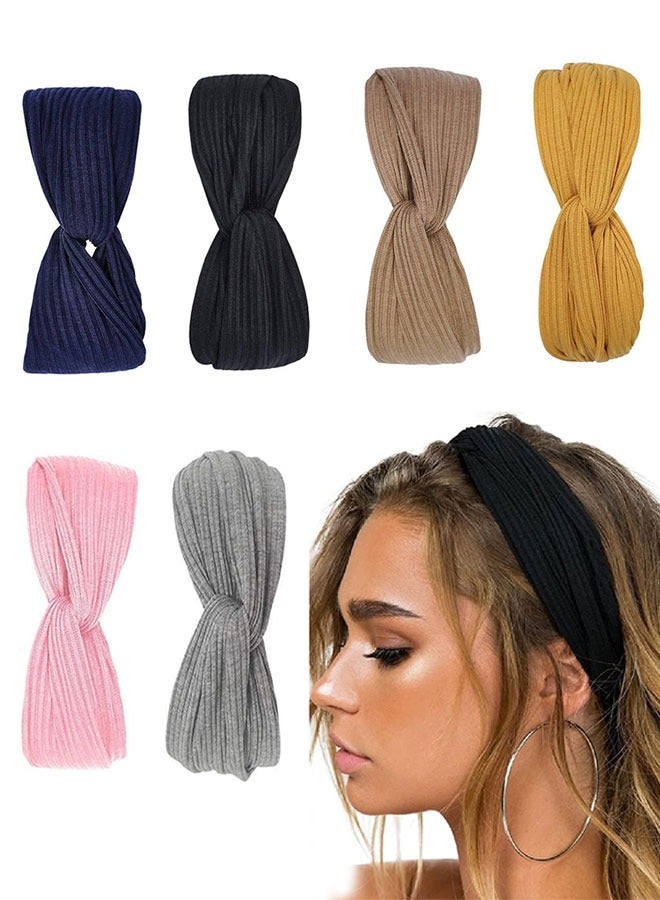 وهاواي 6 Pack Boho Headbands for Women Non Slip Twist Knot Head Bands Headwraps for Wigs Cute Hair Bands Stretchy Fashion Summer Hair Accessories - Image 1
