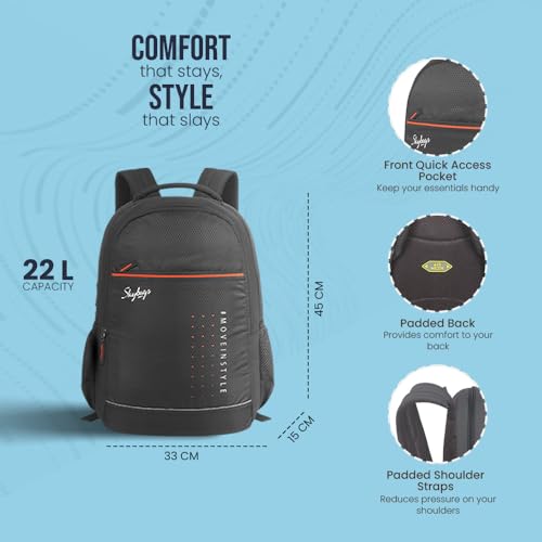 Skybags IKON 02 College Backpack (E) Grey Backpack (Grey, OneSize) - Image 4