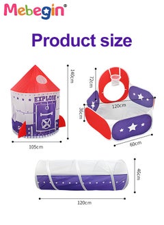 MEBEGIN 3pc Kids Play Tent for Kids with Ball Pit Basketball Hoop, Crawl Tunnel, Princess Tents for Toddlers, Baby Space Ship World Playhouse Toys, Boys Girls Indoor Outdoor Play House, Perfect Kid's Gifts  - Image 4