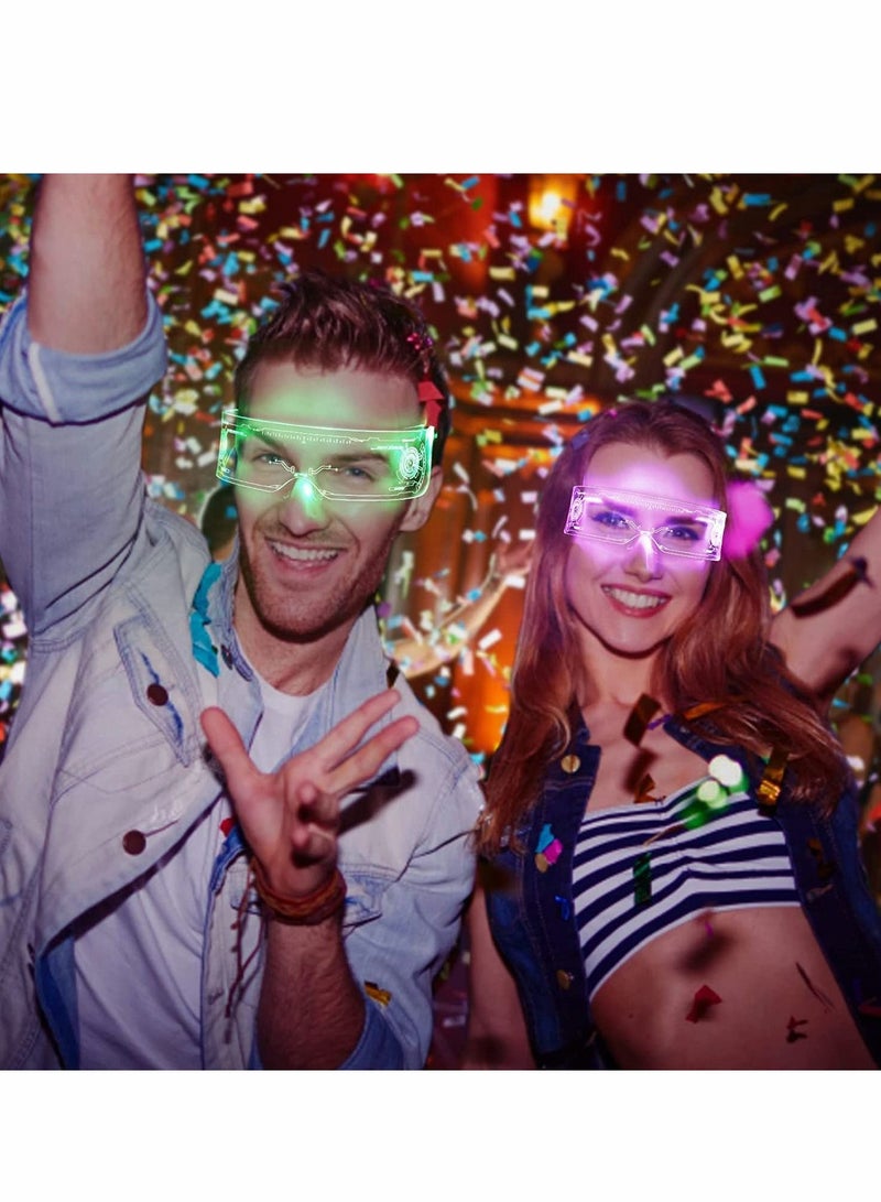 Excefore LED Light Up Glasses, Cyberpunk Luminous Visor Glasses, Unique 7 Colors Rechargeable Futuristic Style Party Glasses Cool Neon Funny Shine Goggles for Cosplay - Image 3