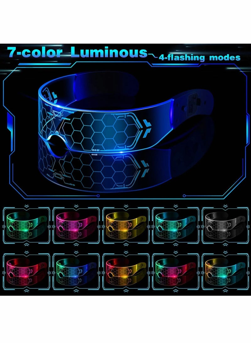 Excefore LED Light Up Glasses, Cyberpunk Luminous Visor Glasses, Unique 7 Colors Rechargeable Futuristic Style Party Glasses Cool Neon Funny Shine Goggles for Cosplay - Image 4