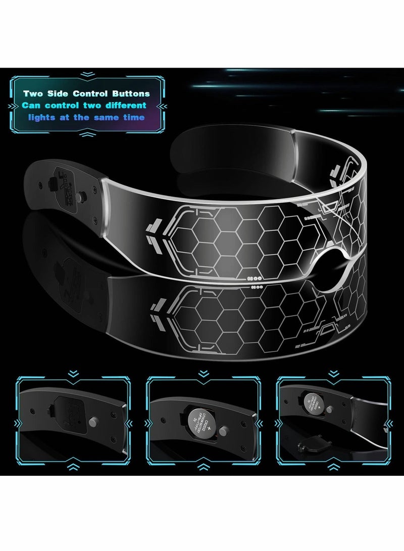 Excefore LED Light Up Glasses, Cyberpunk Luminous Visor Glasses, Unique 7 Colors Rechargeable Futuristic Style Party Glasses Cool Neon Funny Shine Goggles for Cosplay - Image 5