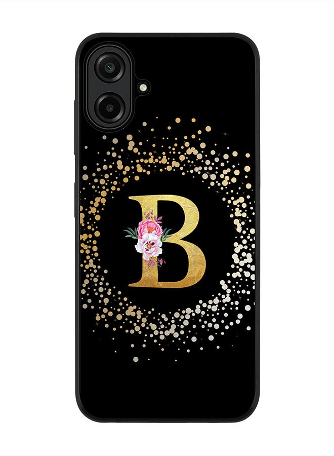 Stylizedd For Samsung Galaxy A07 4G Case,Slim fit Camera Protection, Shockproof Thin Phone cover  - Custom Monogram Floral - B ( Black )