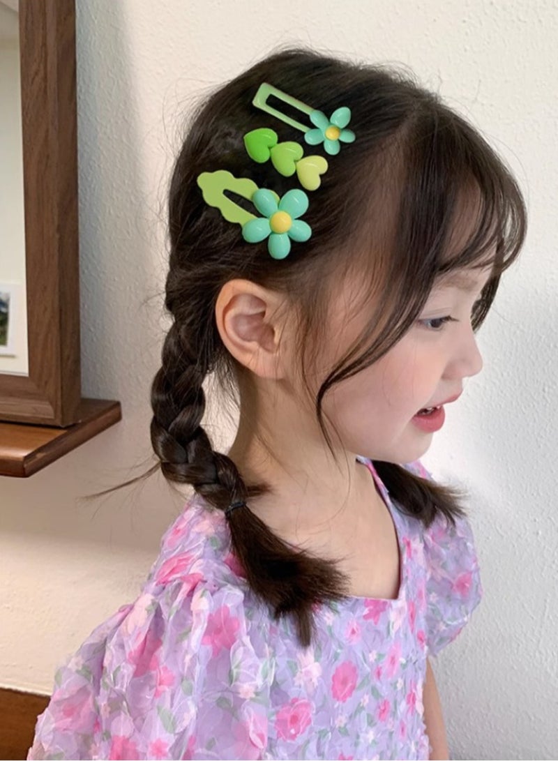 14 قطعة من مقاطع شعر الأطفال الملونة لطيفة فتاة صغيرة فتاة دبوس فتاة الطفل دطة مقطع الشعر إكسسوارات الشعر الأخضر - Image 2