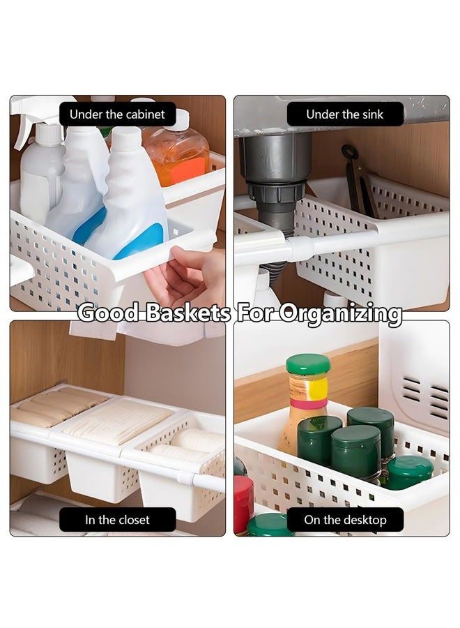 Gonetre Shelf Baskets Storage Basket for Expandable Rod Under Sink Organizer PP Plastic Hanging Basket for Closet Wardrobe Kitchen 30 * 16 * 8CM Storage supplies - Image 3