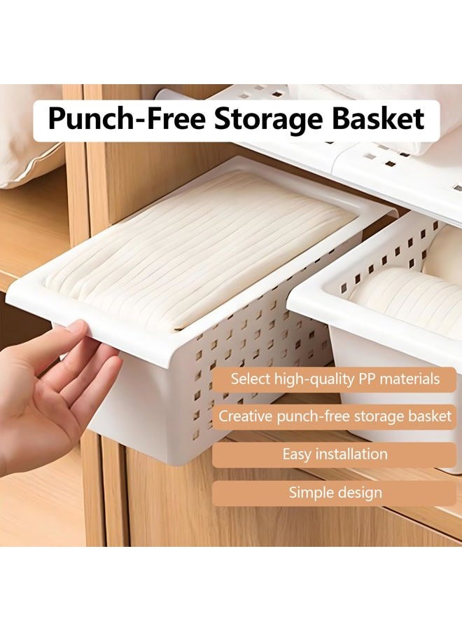 Gonetre Shelf Baskets Storage Basket for Expandable Rod Under Sink Organizer PP Plastic Hanging Basket for Closet Wardrobe Kitchen 30 * 16 * 8CM Storage supplies - Image 2