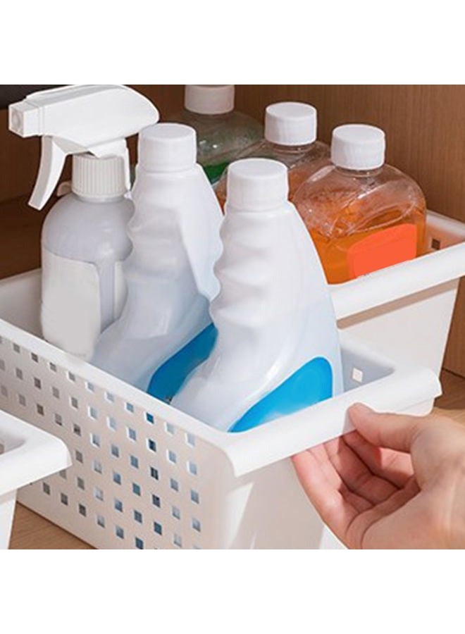 Gonetre Shelf Baskets Storage Basket for Expandable Rod Under Sink Organizer PP Plastic Hanging Basket for Closet Wardrobe Kitchen 30 * 16 * 8CM Storage supplies - Image 5