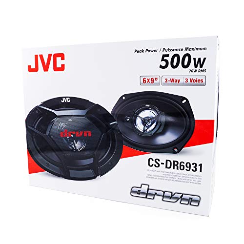 JVC مكبرات صوت سيارة JVC CS-DR6931 بحجم 6X9 بوصة - 500 وات من الطاقة لكل زوج، 250 وات لكل واحدة، نطاق كامل، 3 طرق، مصممة بقوة، بدائل مثالية للمصنع الأصلي - Image 3