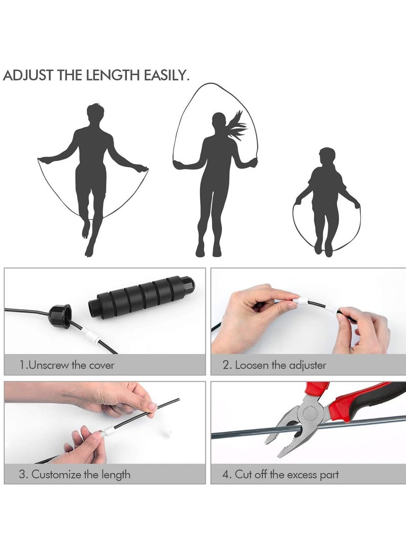 Goolsky Jump Rope, Tangle-Free Rapid Speed Jumping Rope Cable with Ball Bearings for Women, Men, and Kids, Adjustable Steel Jump Rope Workout with Foam Handles for Fitness, Home Exercise & Slim Body - Image 4