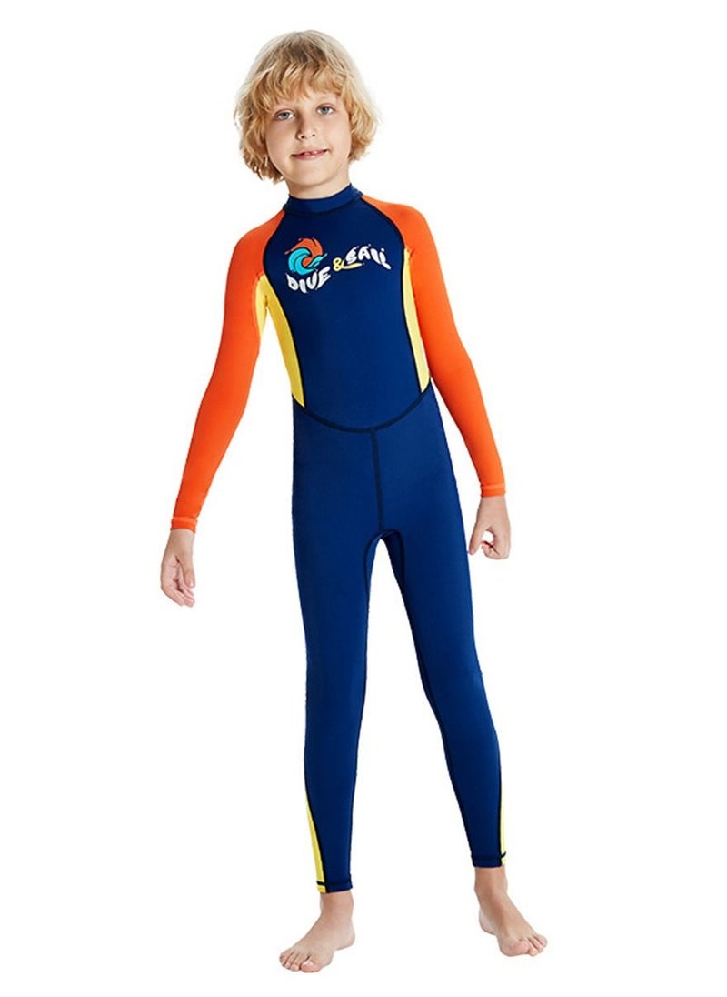 DIVE & SAIL Children's Wetsuit 2.5mm One-piece Thickened Warm Swimsuit Long-sleeved Cold Swimsuit Blue  - Image 1