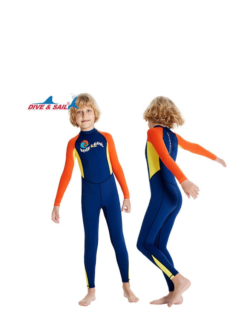 DIVE & SAIL Children's Wetsuit 2.5mm One-piece Thickened Warm Swimsuit Long-sleeved Cold Swimsuit Blue  - Image 2