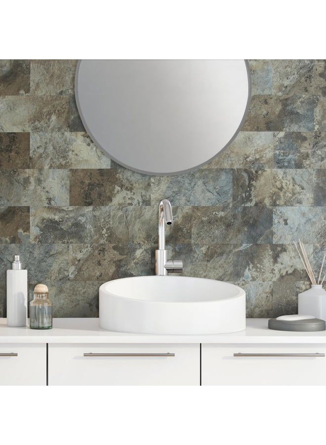AULIGET 20-Piece Peel and Stick Backsplash Wall Tiles, 6" x 12" PVC Warm Grey Faux Stone Stick on Tiles for Backsplash Kitchen, Bathroom, Laundry Room, Camper, Fireplace - Image 5
